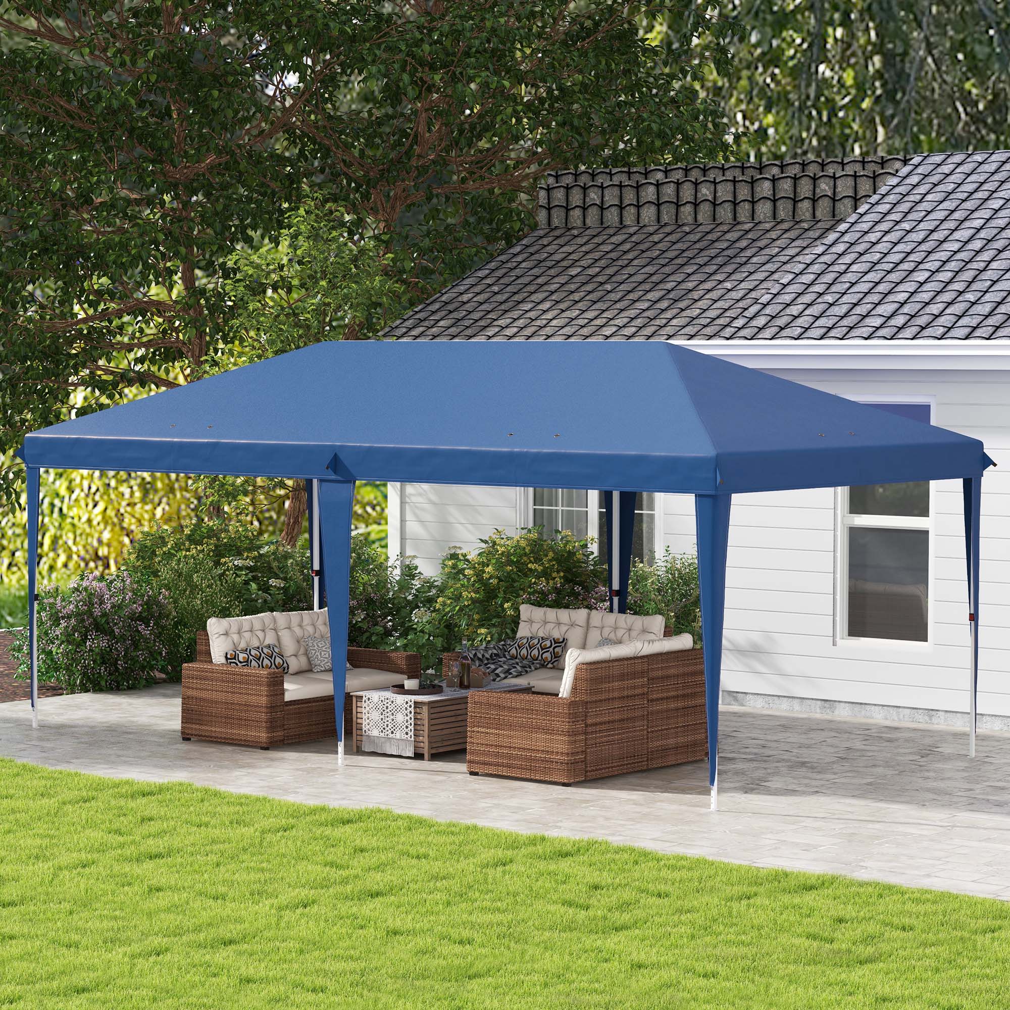 Carpa plegable 585x295x270 cm acero, tela oxford color azul Outsunny