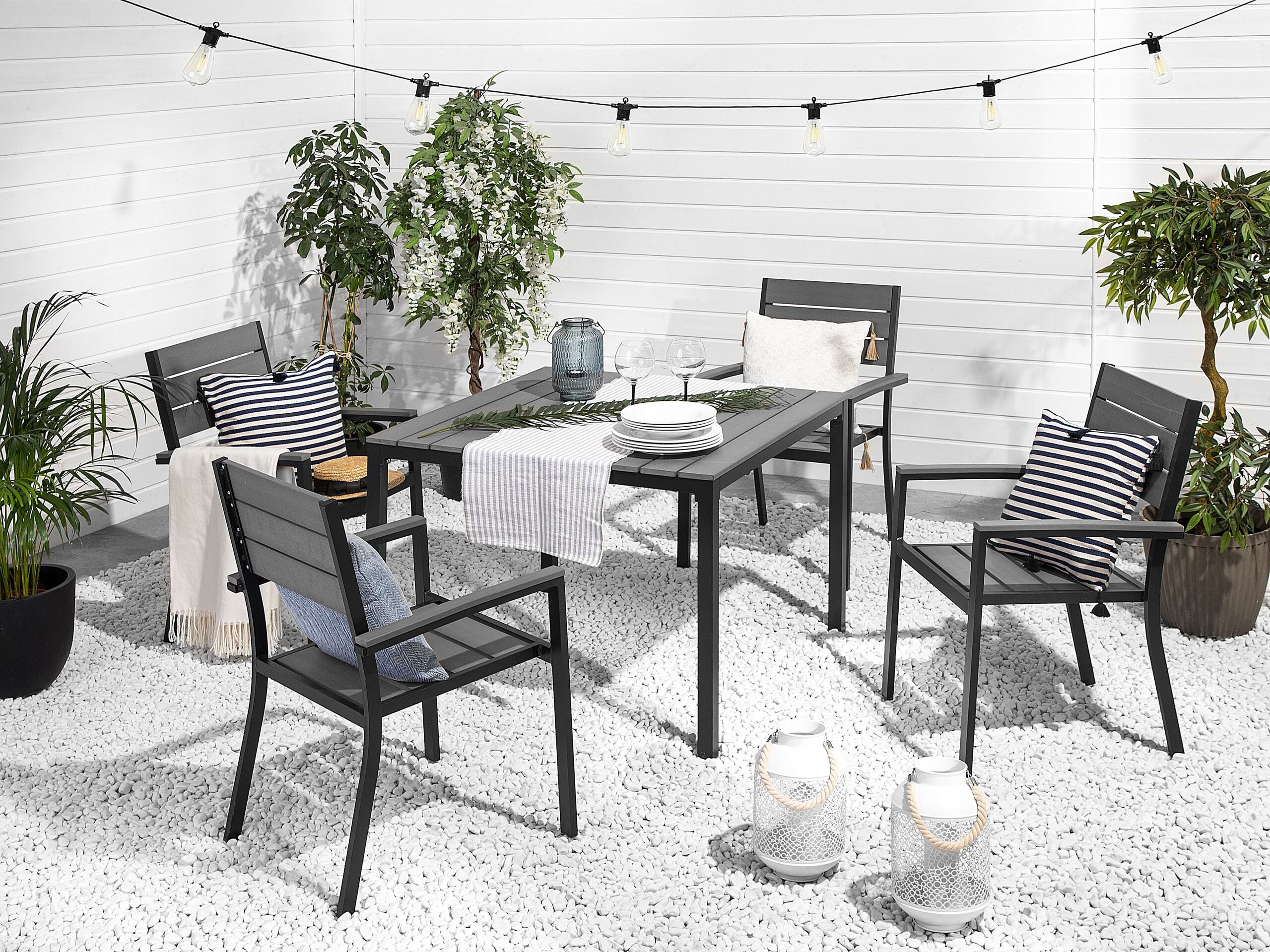 Conjunto de comedor exterior 4 plazas prato gris