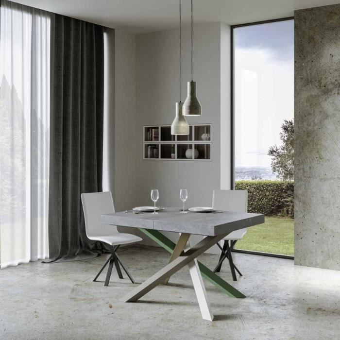 Mesa comedor extensible - gris efecto hormigón - 130-234 cm