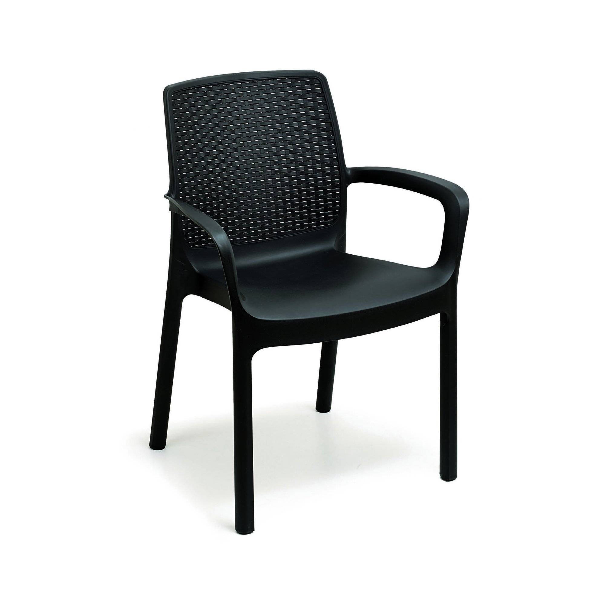 Silla para exterior asha, impermeable, plástico negro antracita