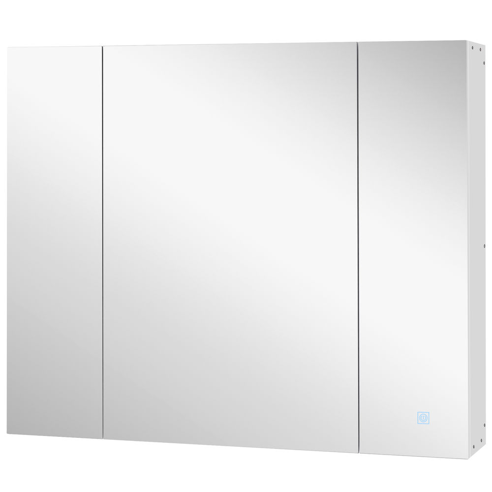 Armario con espejo 90x15x75 cm mdf, vidrio color blanco kleankin