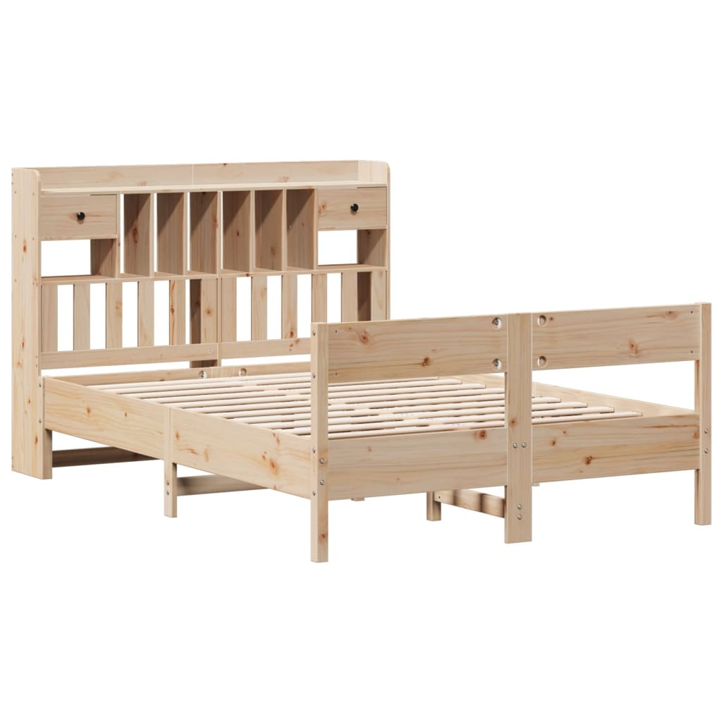 vidaXL cama con estantería sin colchón madera maciza de pino 135x190cm