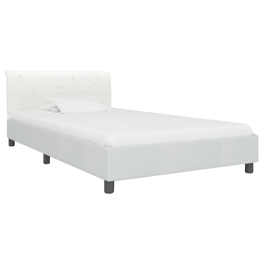 vidaXL estructura de cama de cuero sintético blanco 100x200 cm