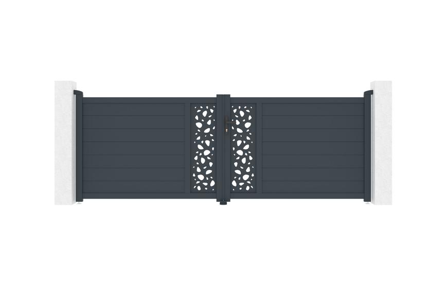 Puerta batiente regulable ancho 3,5m sunny h.120cm aluminio gris