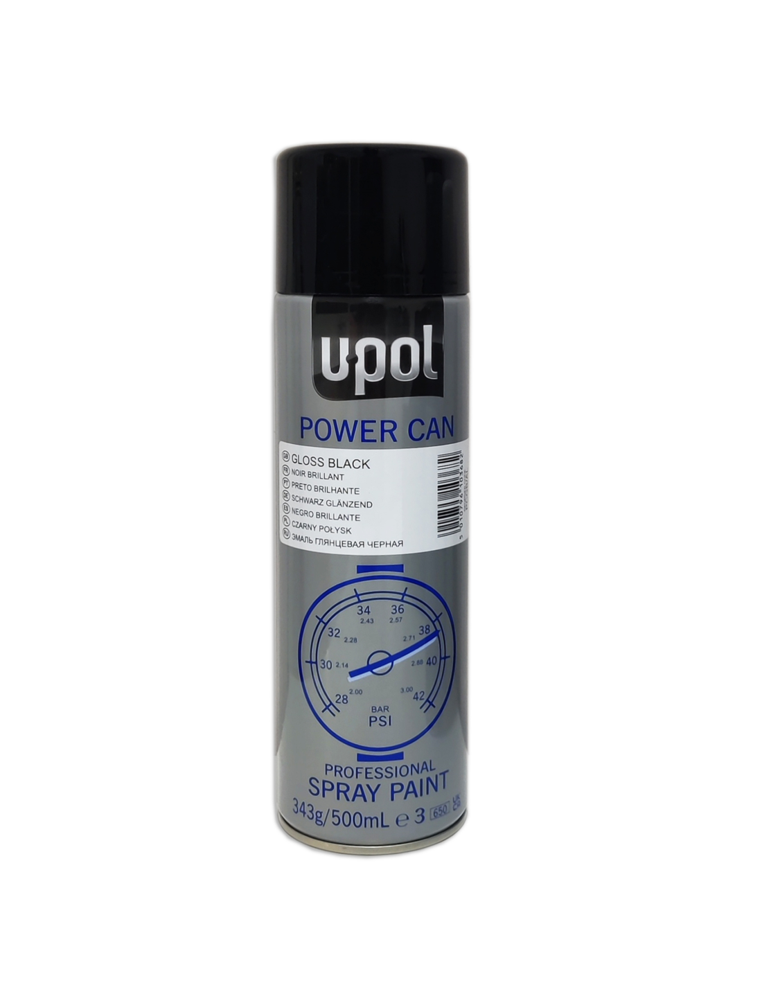 Spray u-pol power can pcgb negro brillante 500 ml