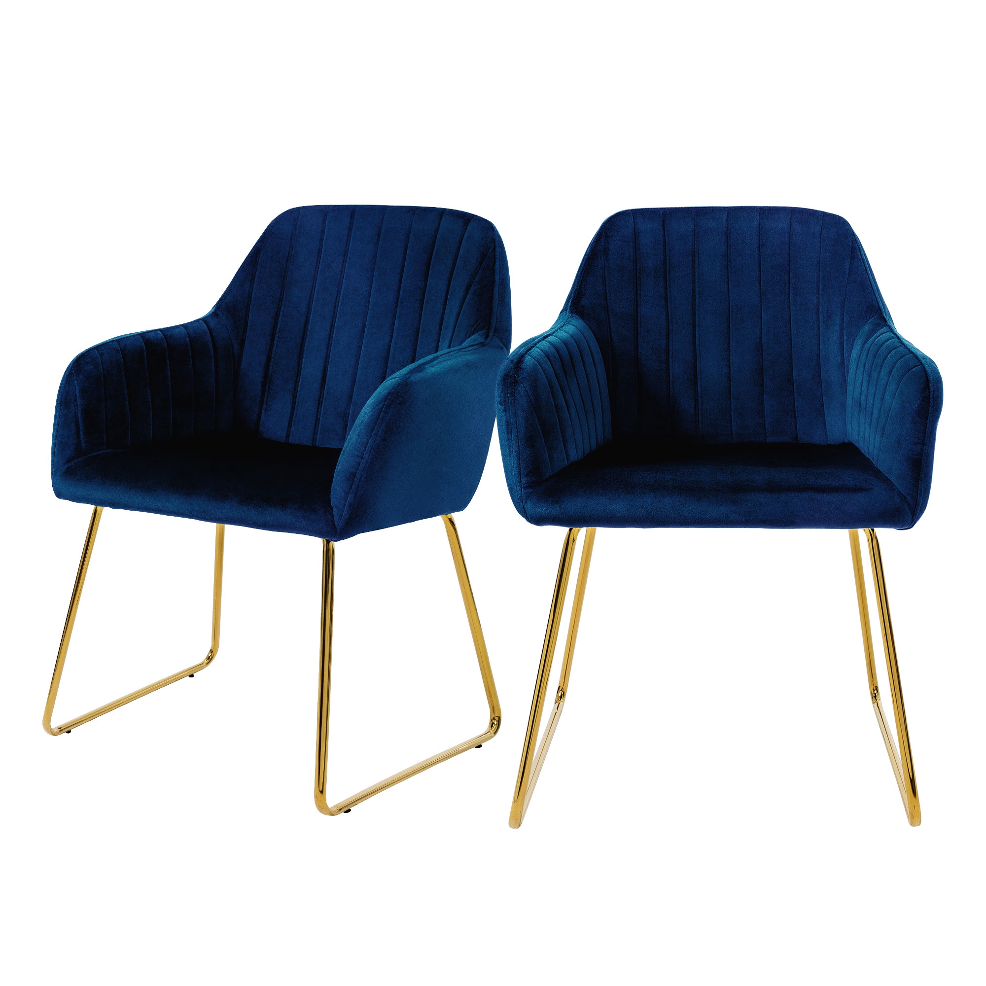 Set 2x sillas de comedor de terciopelo azul diseño ergonómico