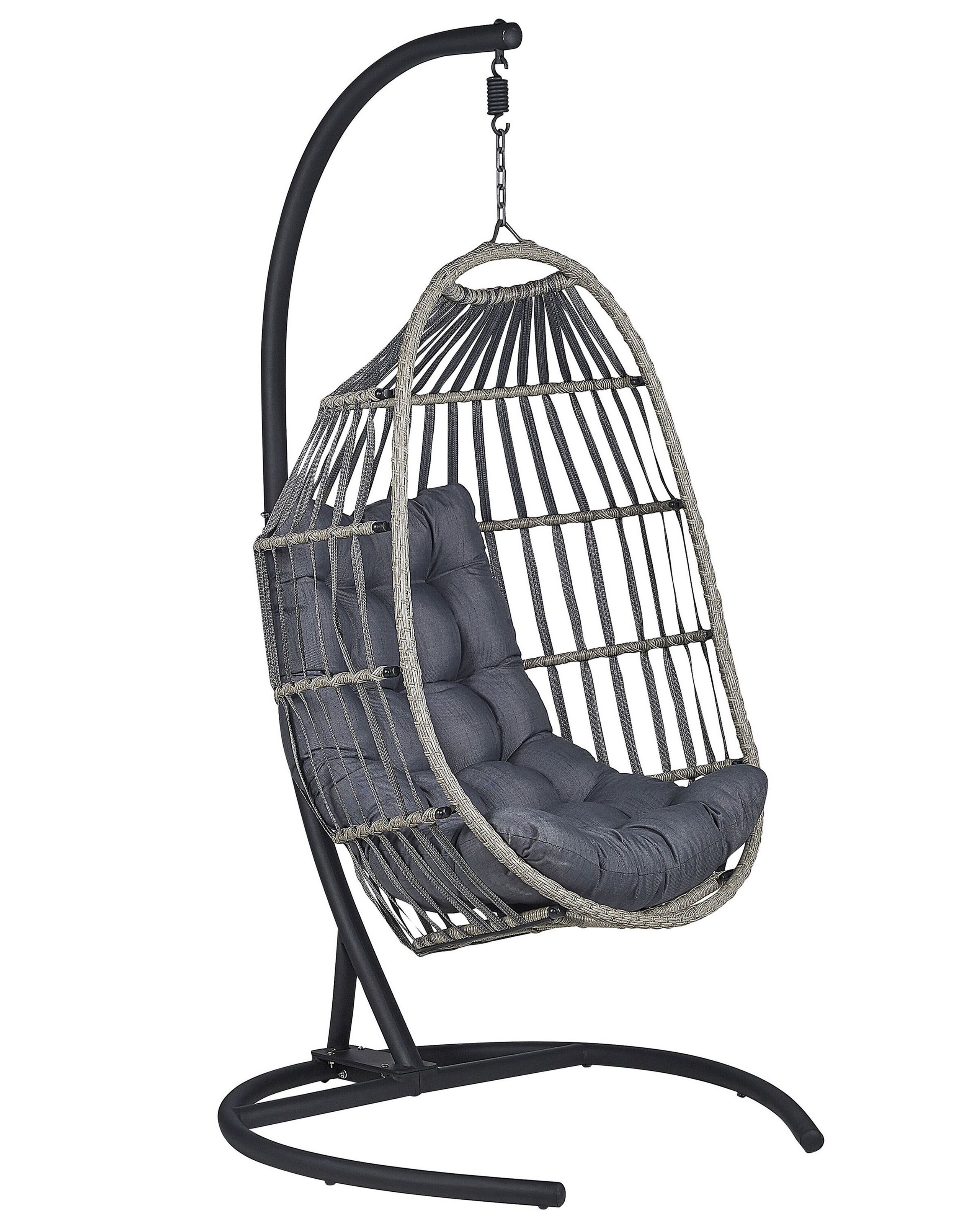 Sillón colgante con soporte sesia ratán sintético gris oscuro