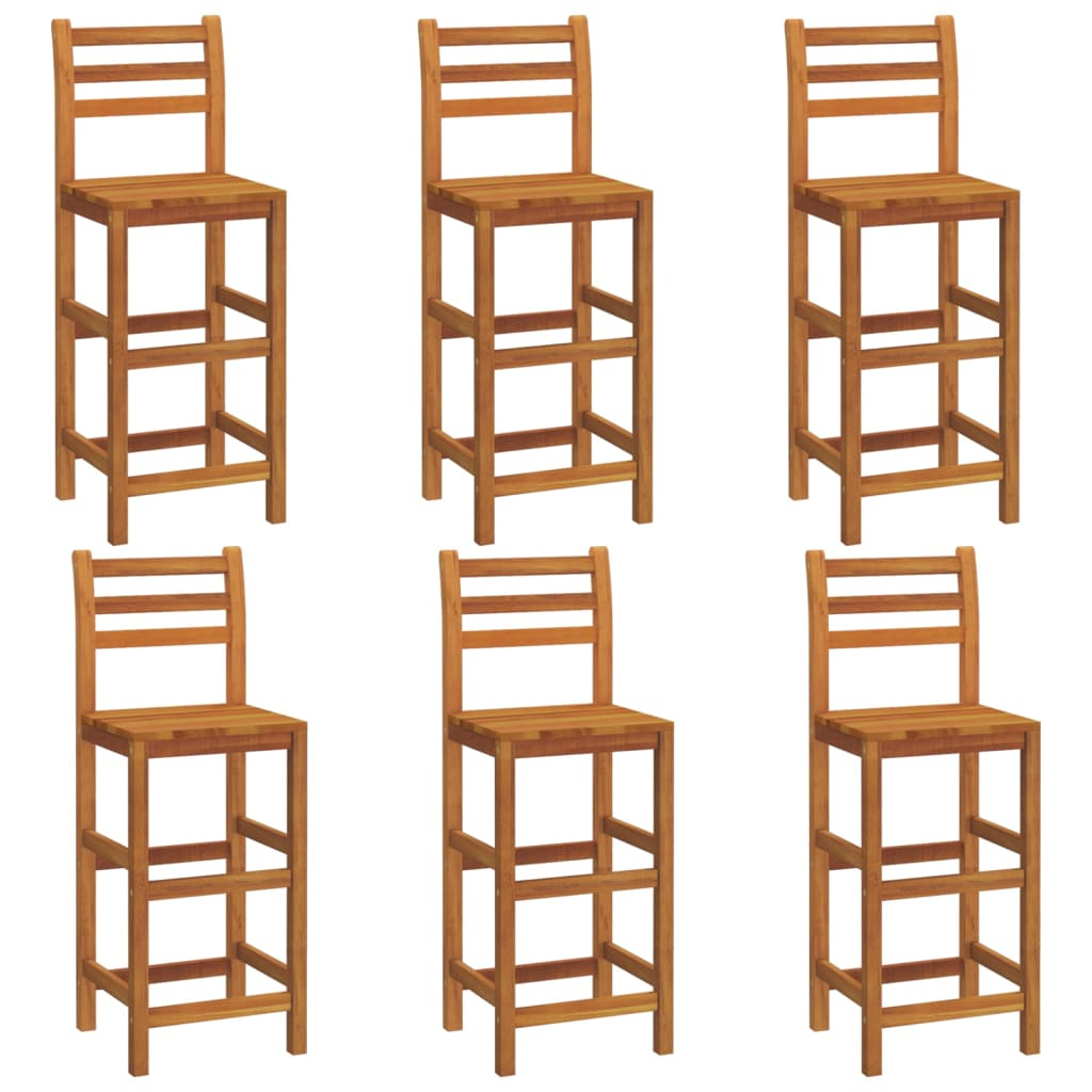 vidaXL taburetes de barra de cocina 6 unidades madera maciza acacia