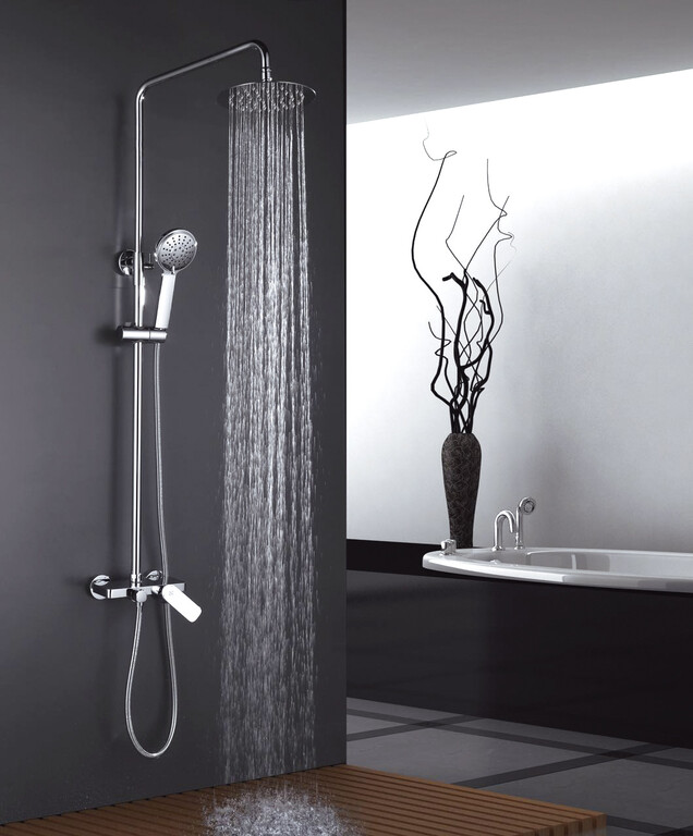 Conjunto de ducha cassio cromo monomando redondo - 90-133cm - con antical