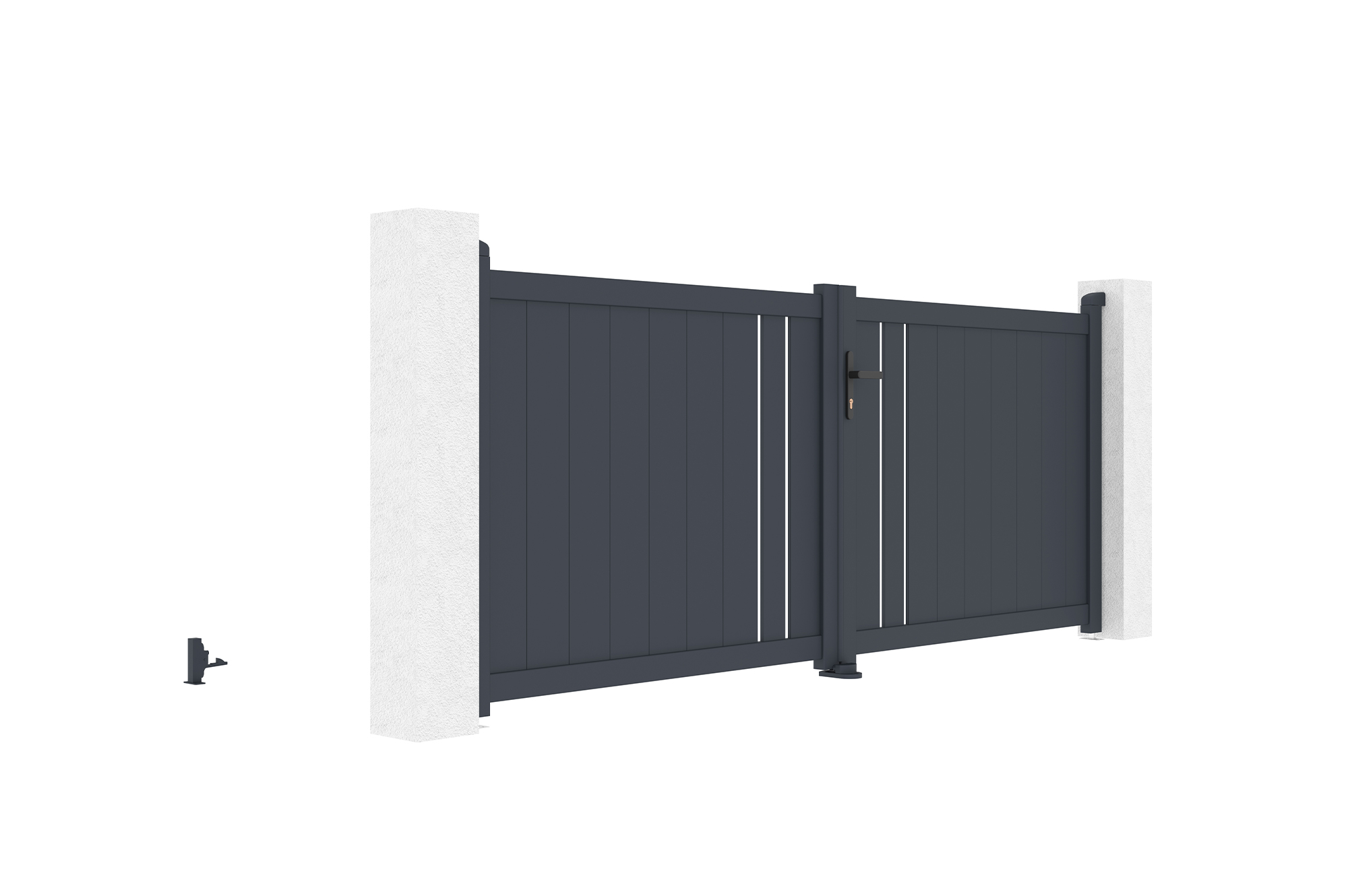 Pack cancela batiente 3m h.120cm giona + cancela giona a.120cm gris