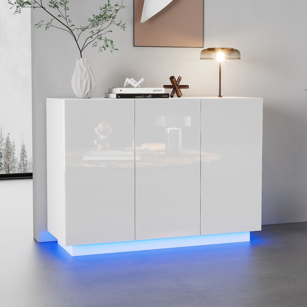Aparador con LED 3 puertas blanco 75x120x40cm