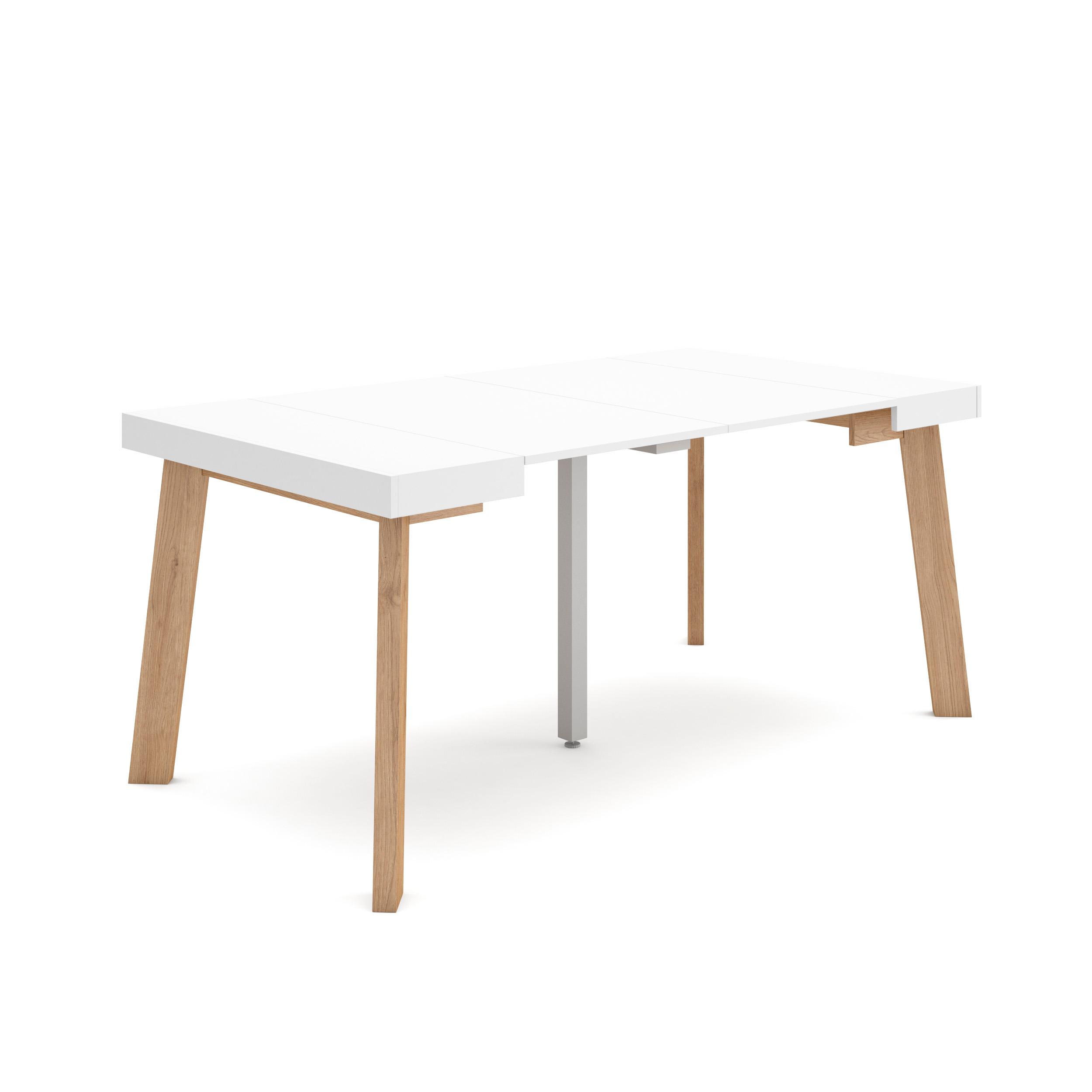 Mesa consola extensible, 160x90x73cm, blanco, patas de madera rf3039