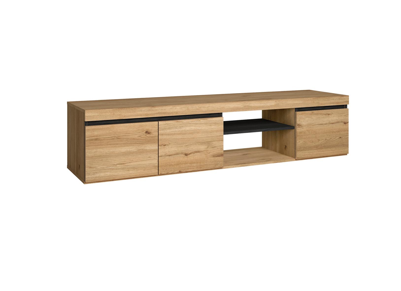 Mueble de tv, roble y negro, 160x40x41cm