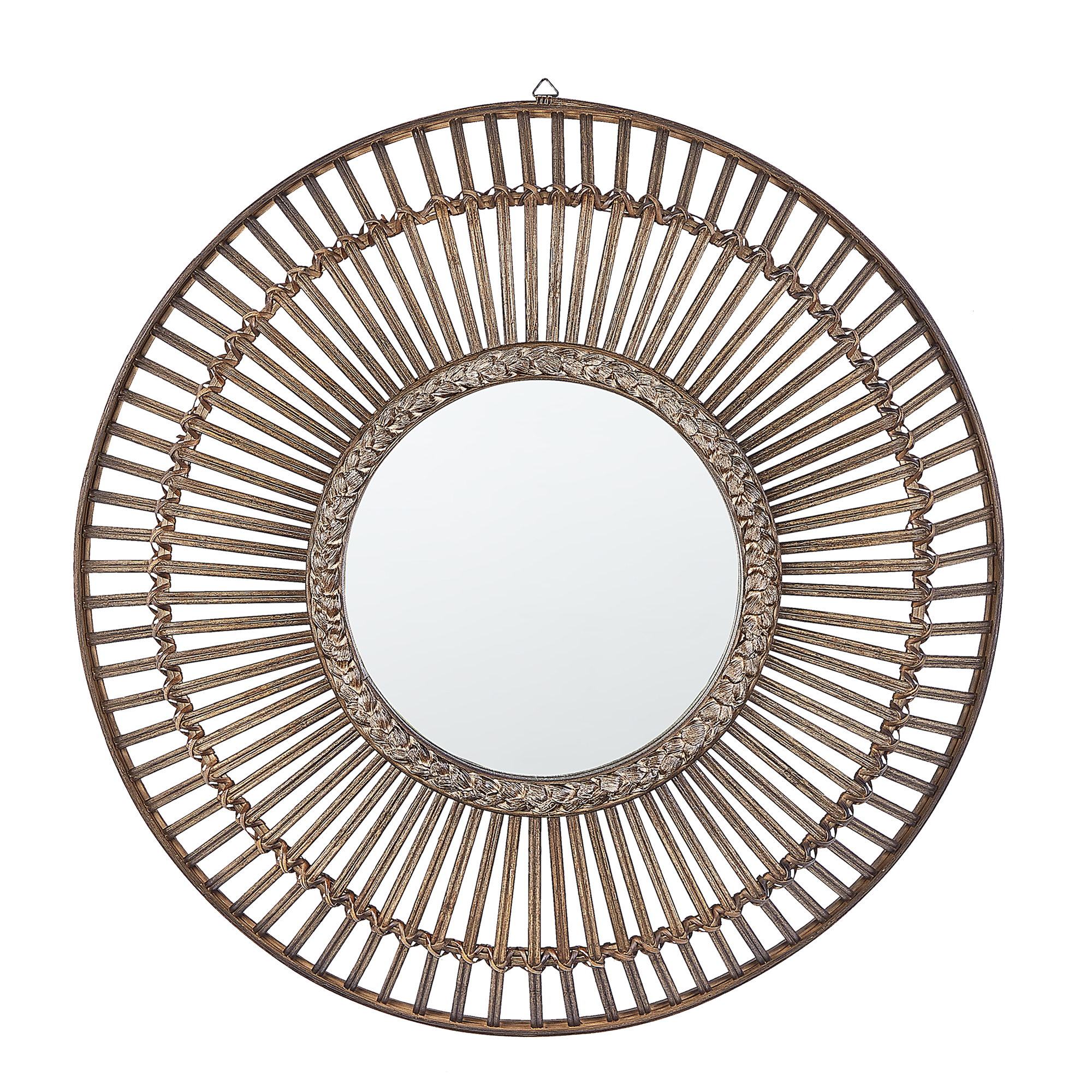 Espejo de pared blasito 66 cm 66 cm bambú marrón