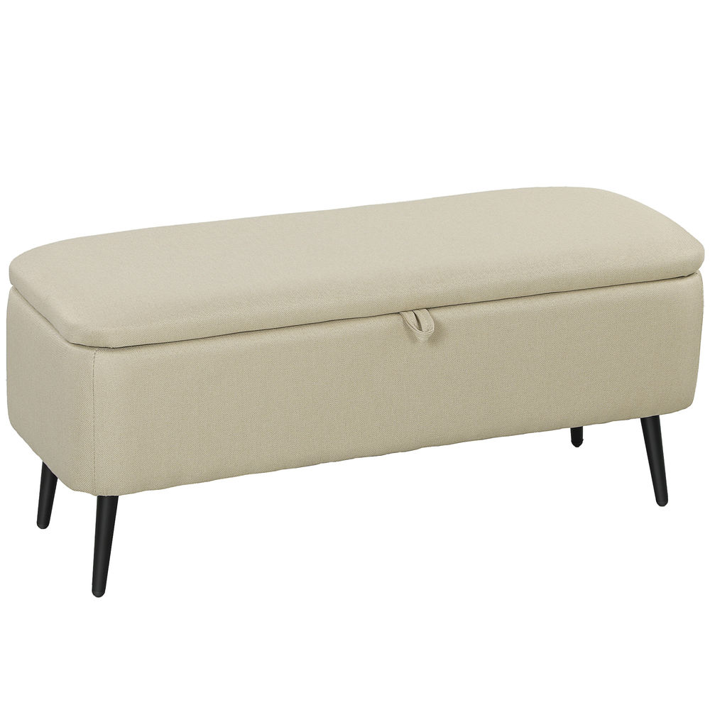 Banco de almacenaje 101x38.5x44.5 cm poliéster, espuma color beige Homcom