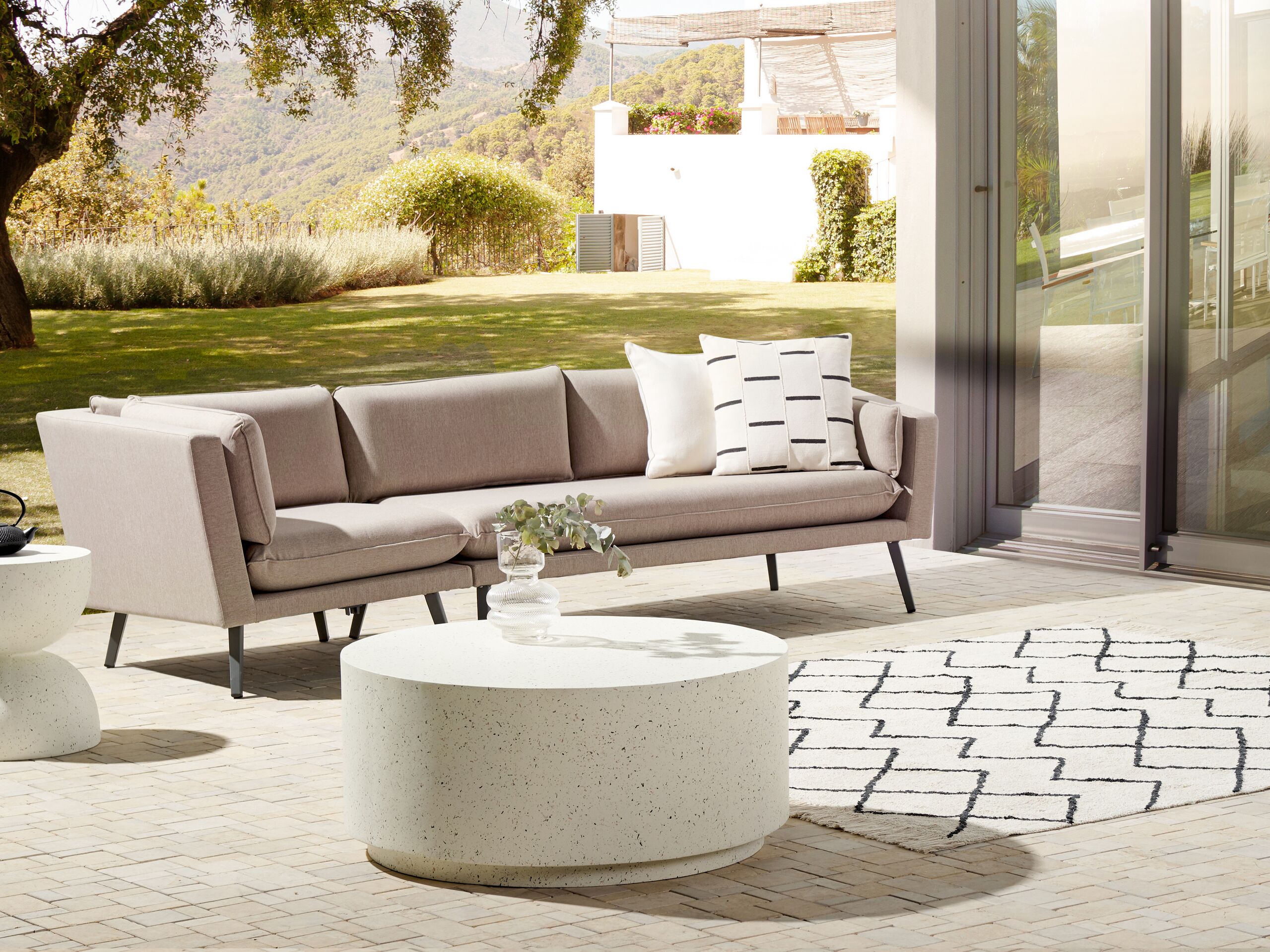 Sofá de jardín 3 plazas loretello beige izquierda