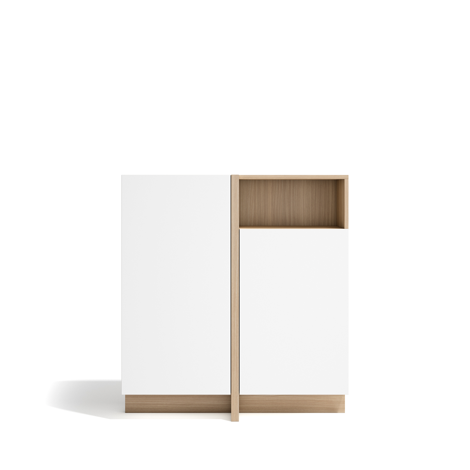 Aparador soho, 2 puertas y hueco, melamina, nogal claro, blanco, 94x87x27