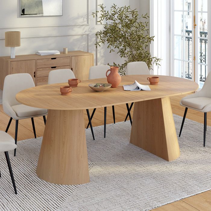 Mesa de comedor extensible redonda madera 110-200 cm