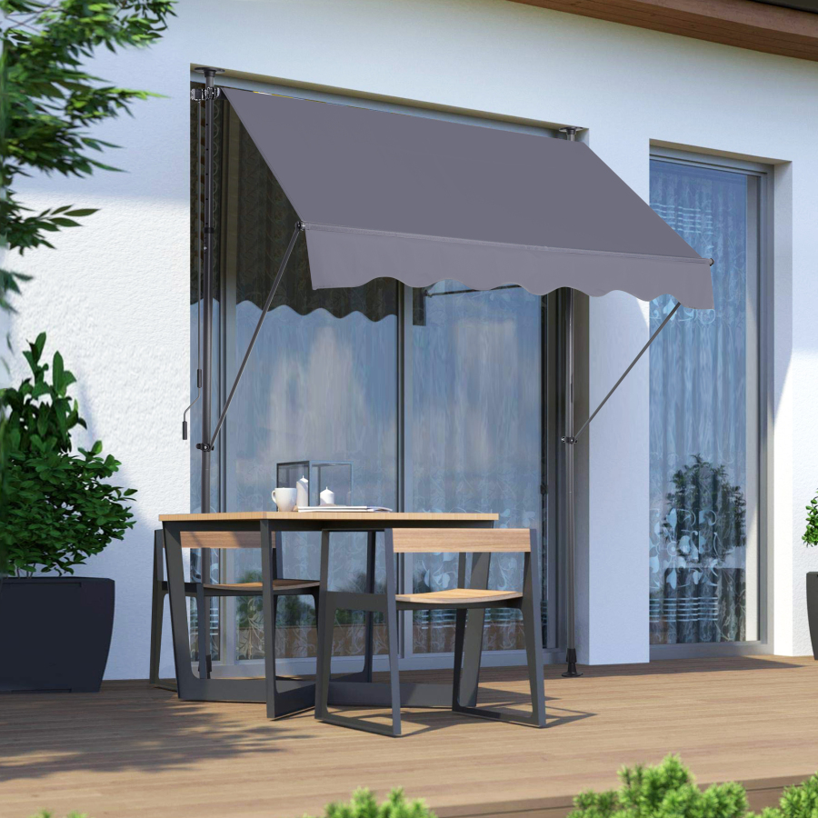 Toldo retráctil ajustable 200 x 150 cm aluminio gris oscuro