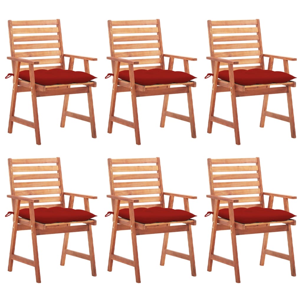 vidaXL sillas comedor de jardín y cojines 6 uds madera maciza acacia