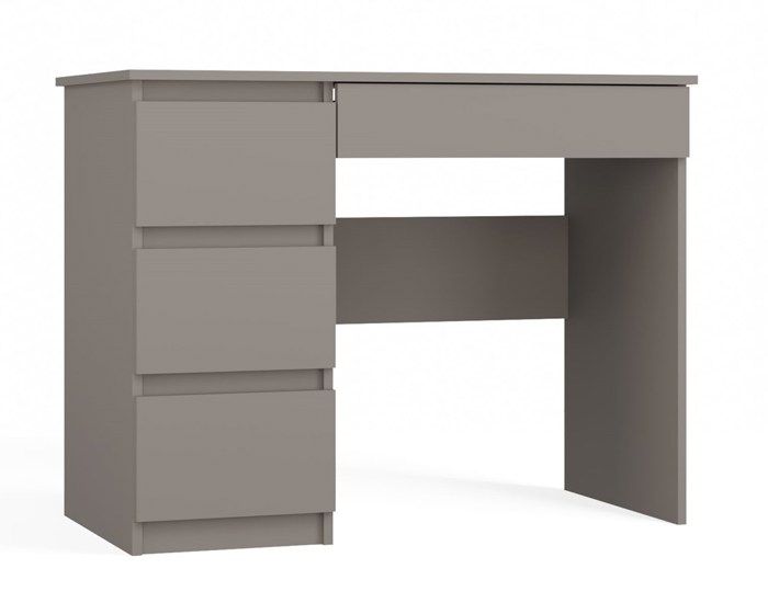 Escritorio izquierdo: 4 cajones, 51 cm, x 98 cm, x 76 cm, arcilla