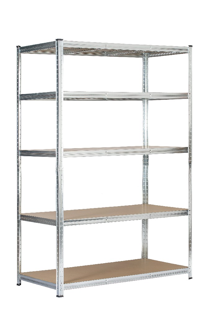 Estantería metálica de acero galvanizado y MDF, 5 baldas, 180x120x60