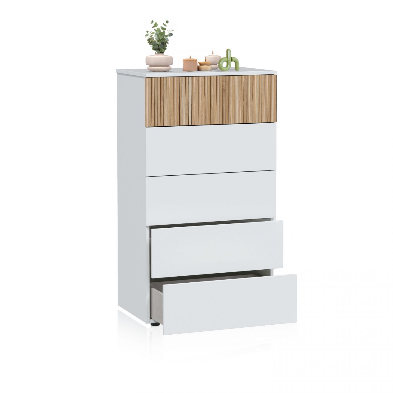 Sinfonier de 5 cajones 61x109 cm nitza blanco artik - natur