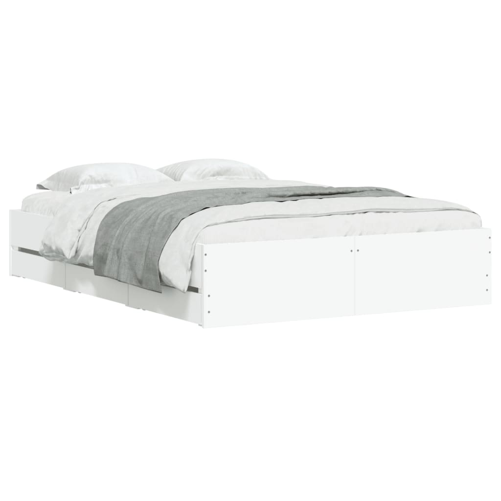 vidaXL cama con cajones madera de ingeniería blanco 135x190 cm
