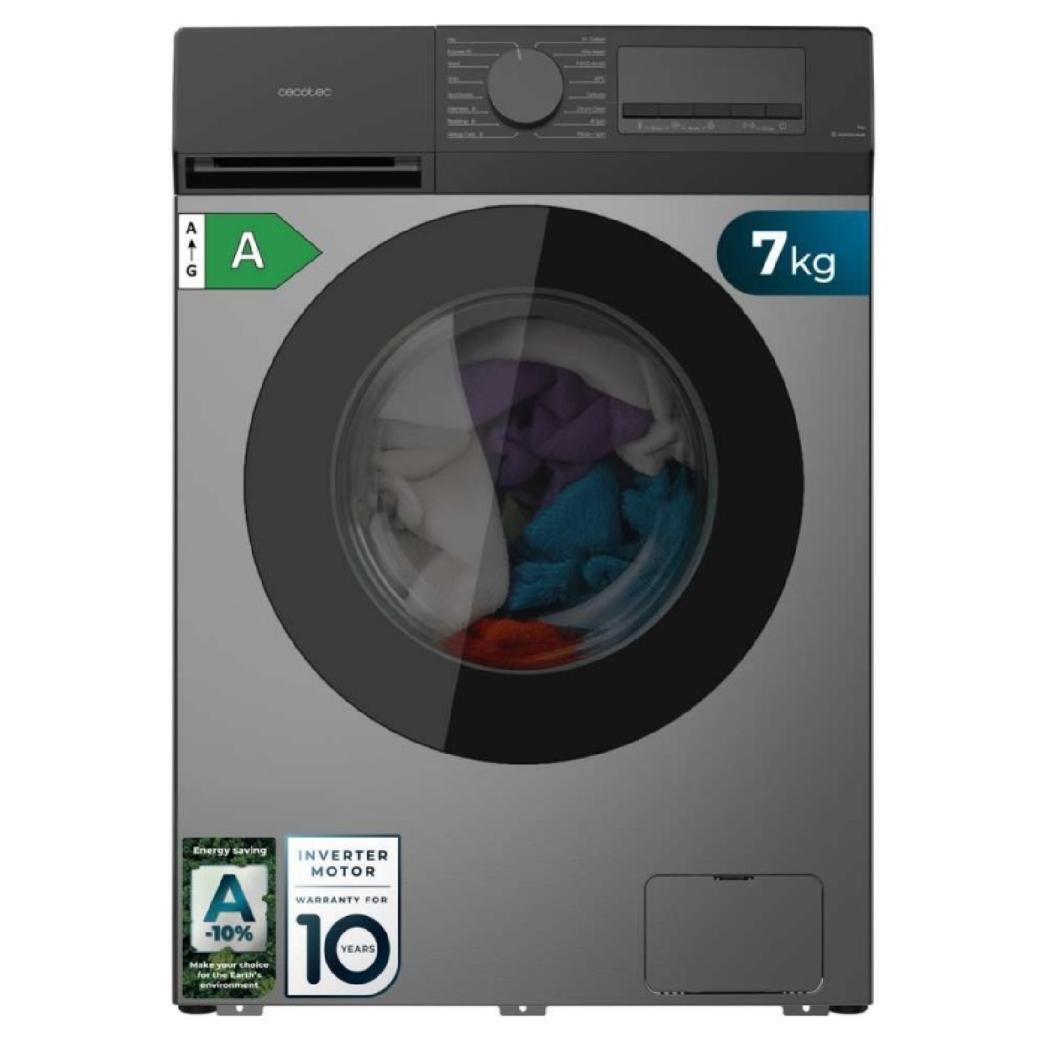 Cecotec lavadora carga frontal 7kg bolero dresscode 7450 inverter steel