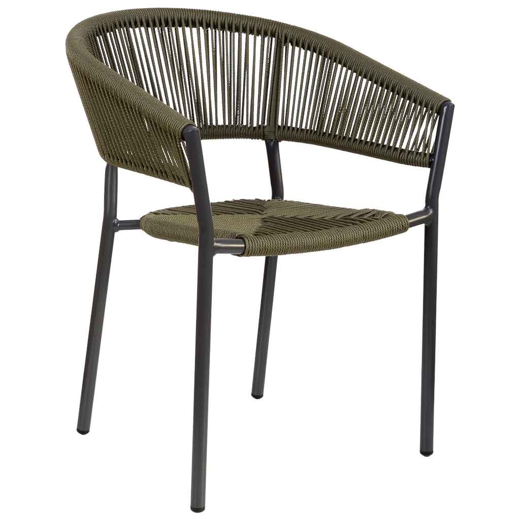 Silla de ratan sintético verde 56x61x78