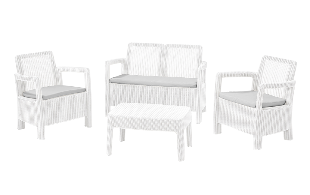 Conjunto de exterior de sofá, sillón y mesa tarifa de keter - blanco