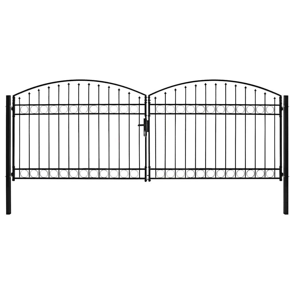 vidaXL puerta de valla assen de doble puerta con arco superior de acero,