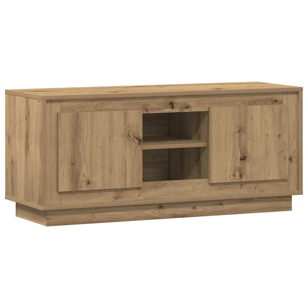 Mueble de tv rectangular rústico con compartimentos de almacenamiento