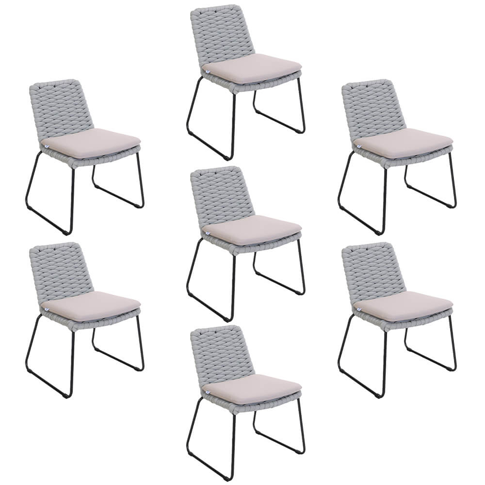 Balero silla de jardín de mimbre gris claro - set de 7