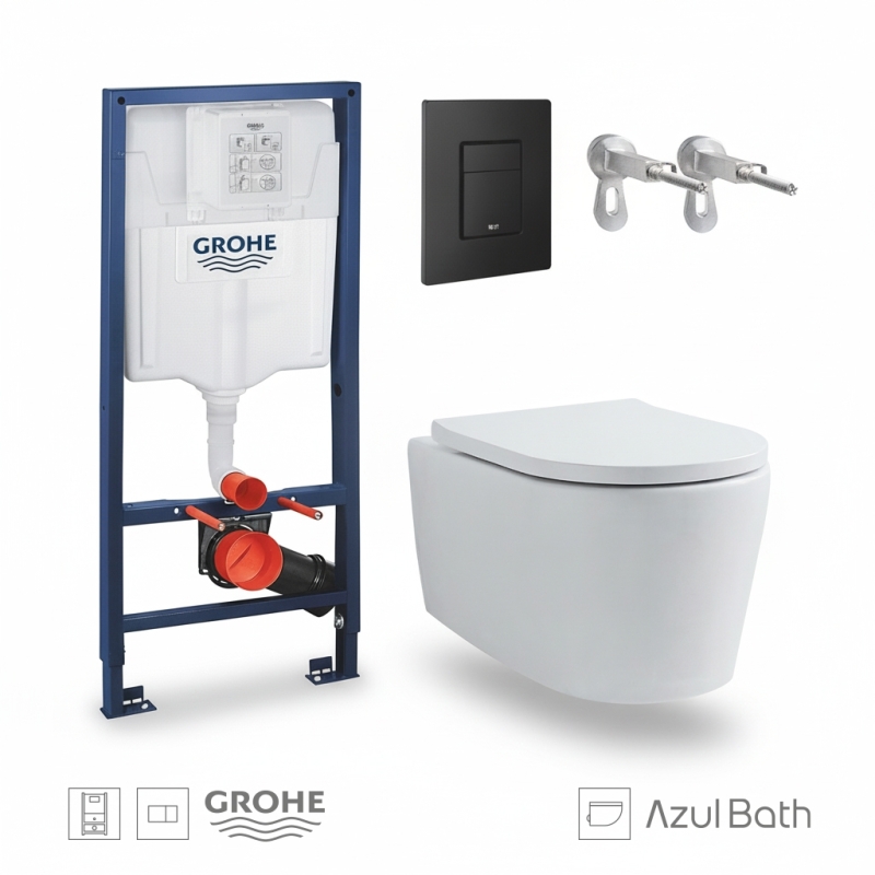 Pack grohe cisterna y pulsador even negro mate wc lia tornado azulbath