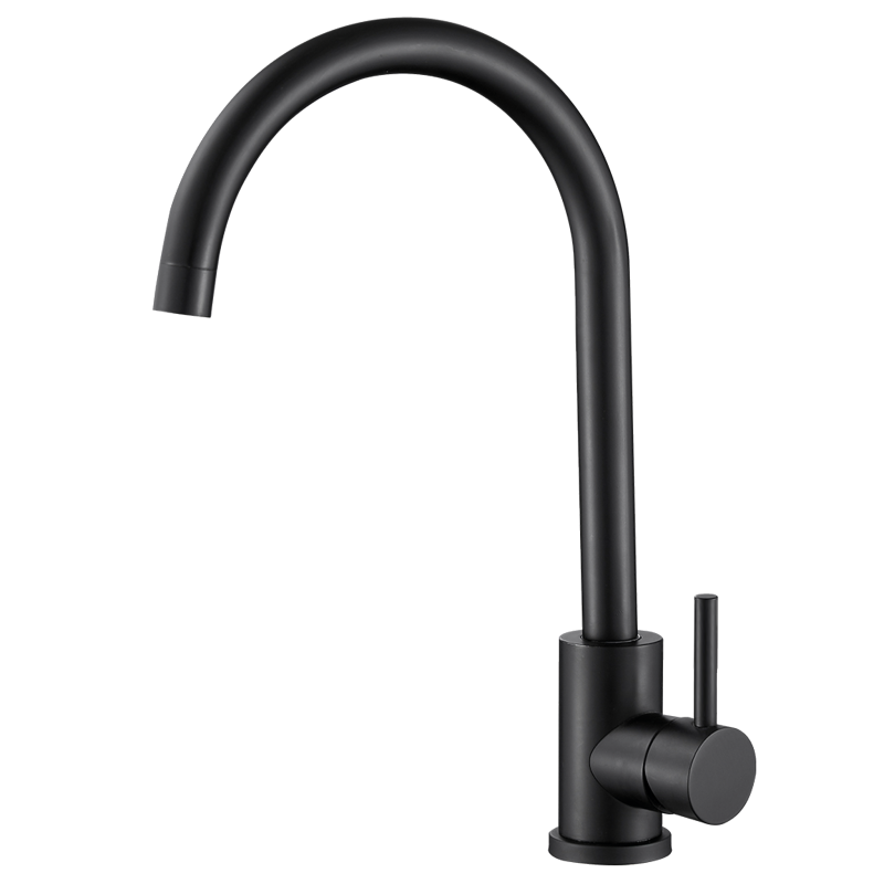 Valaz grifo de cocina monomando redondo giratorio negro mate