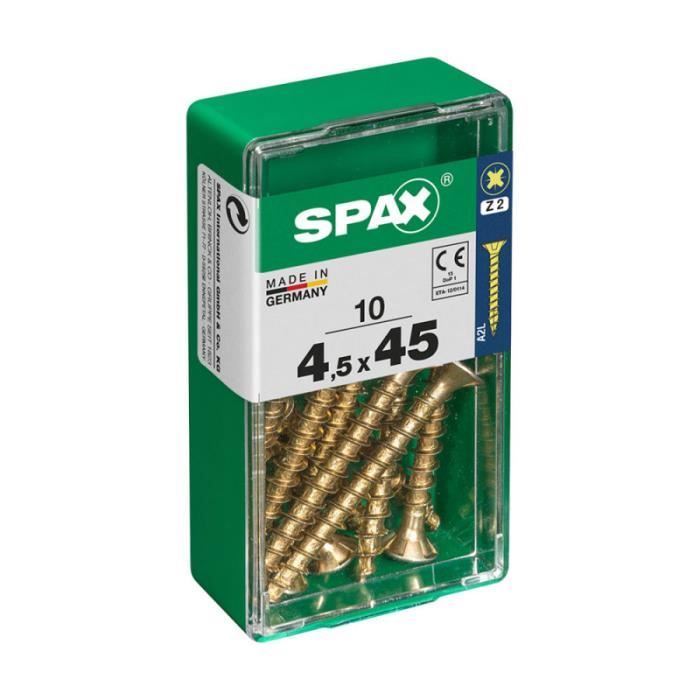 Caja 10 unid. Tornillo madera cabeza plana yellox 4,5x45mm