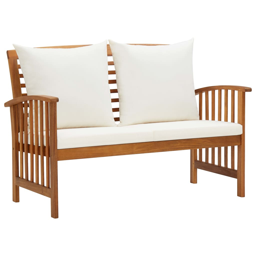 vidaXL banco de jardín con cojines 119 cm madera maciza de acacia