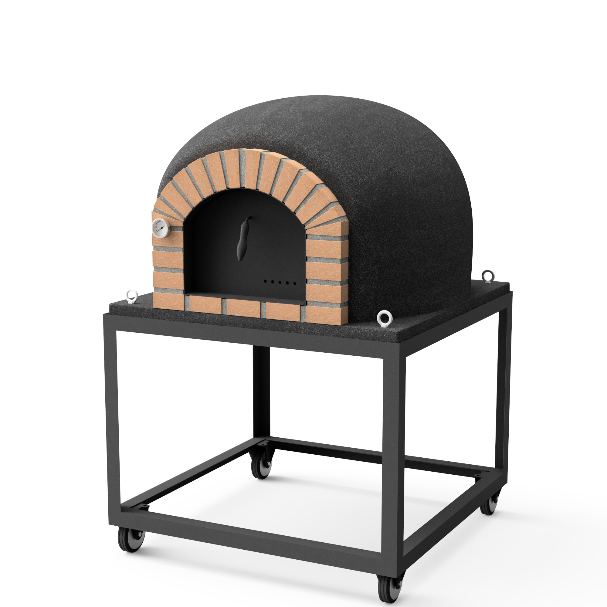 Horno de leña exterior de obra modelo stromboli negro - 100x100x157cm