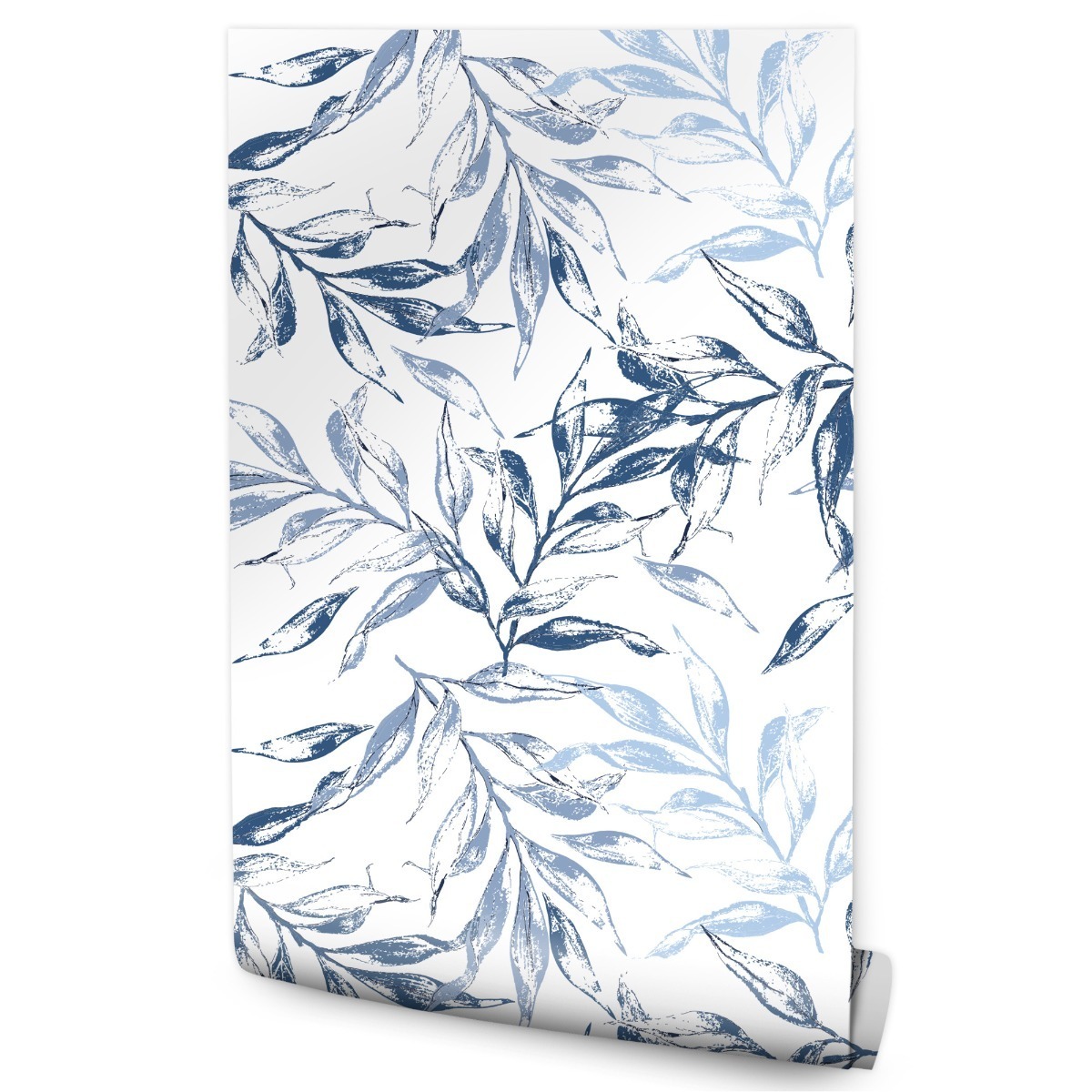 Papel Pintado Para El Salón Con Hojas Azules Y Naturaleza 53cm x 10m