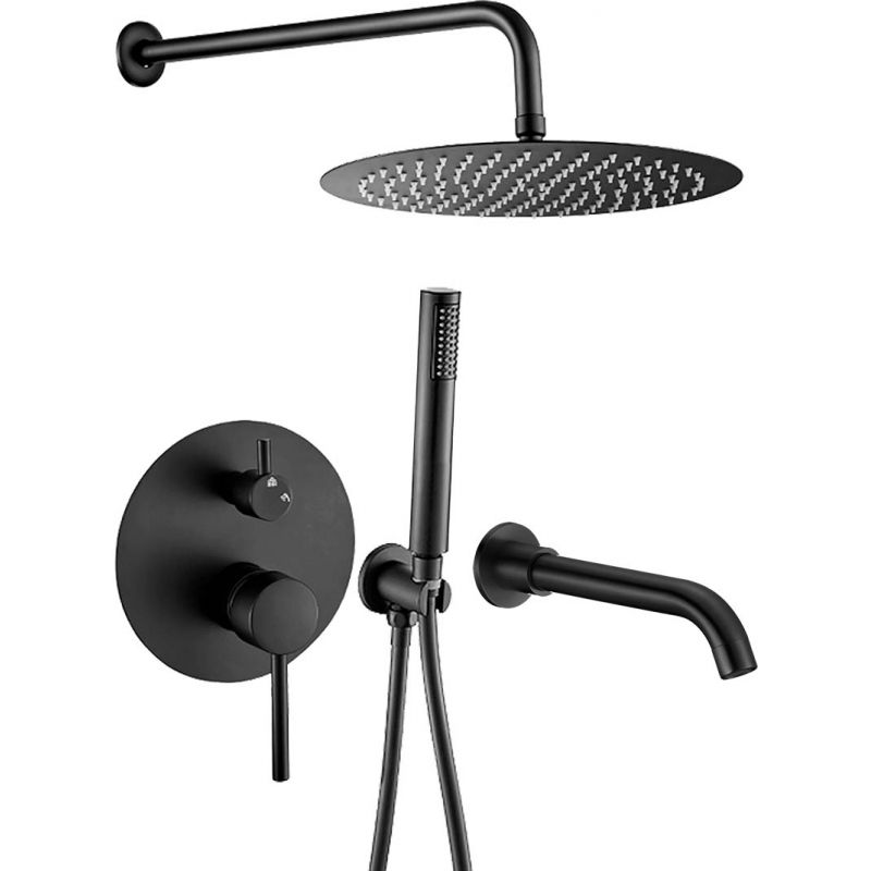 Valaz ducha empotrada de bañera a pared negro mate - 20cm