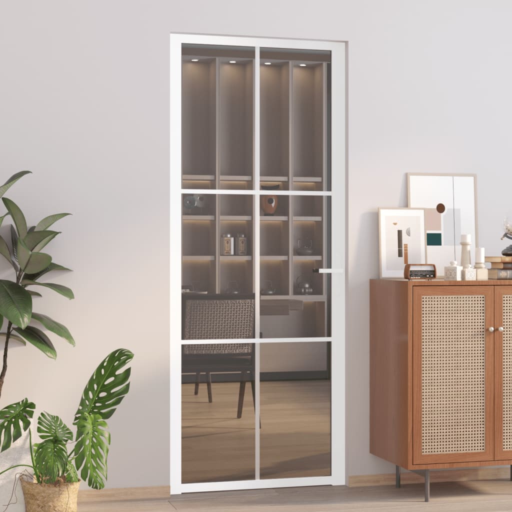 Puerta interior vidrio egs y aluminio blanco 83x201,5 cm wef3562