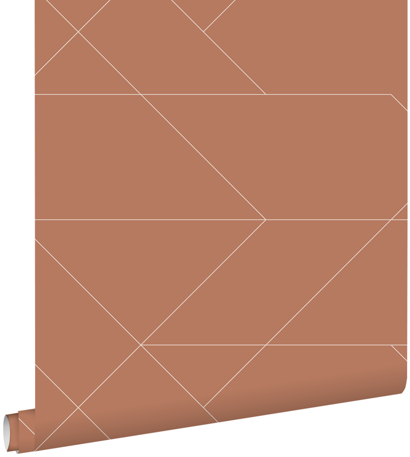 Estahome papel pintado líneas gráficas rojo barro cocido 53 cm x 10.05 m