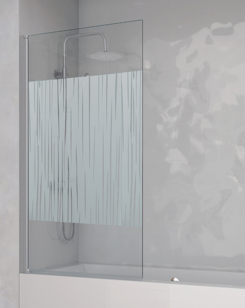 Mampara bañera abatible | vidrio 6mm 85x150cm | cromo serigrafía