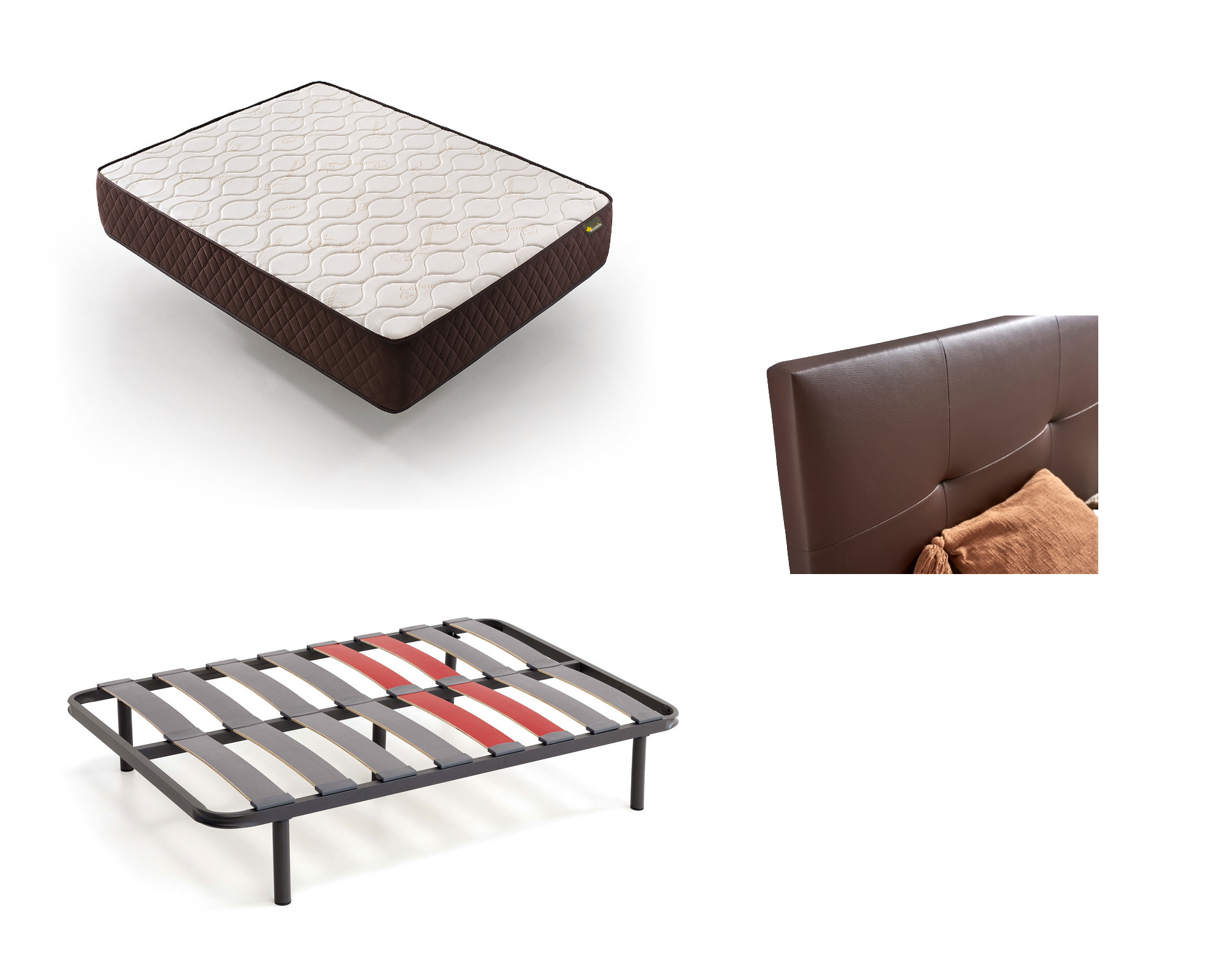 Pack colchón 105x180 y somier y cabecero wengue descansin
