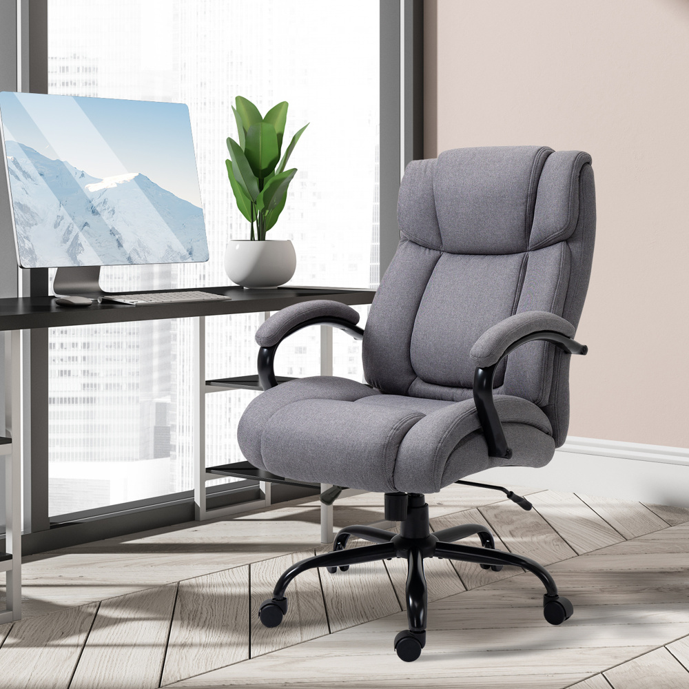 Silla de oficina gris claro giratoria altura ajustable basculante