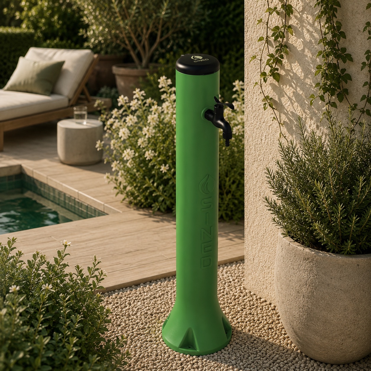 Fuente de jardín hdpe verde con acoples rápidos fontana tritone verde