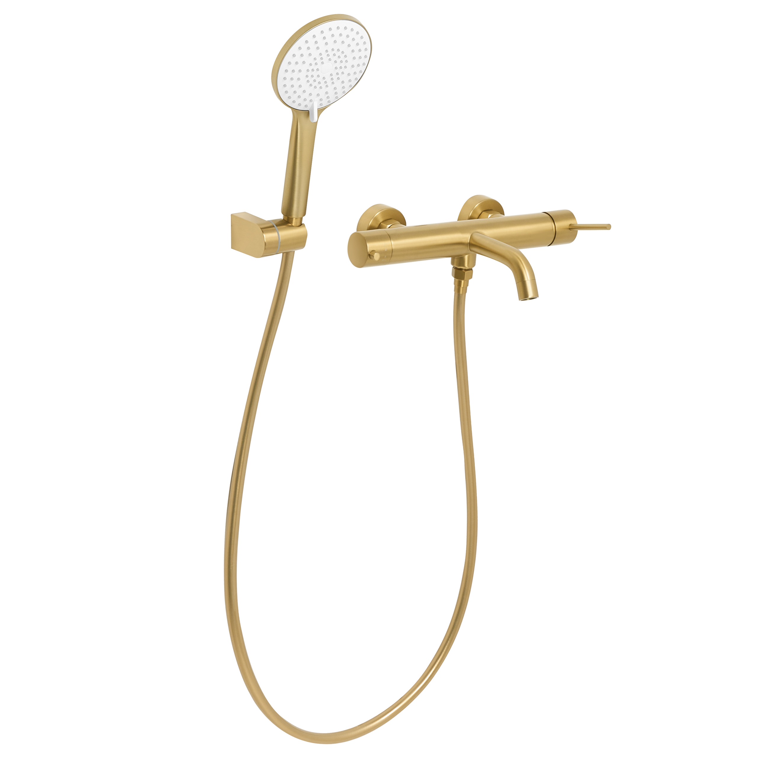 Grifo mezclador empotrado de bañera y ducha meliquina dorado