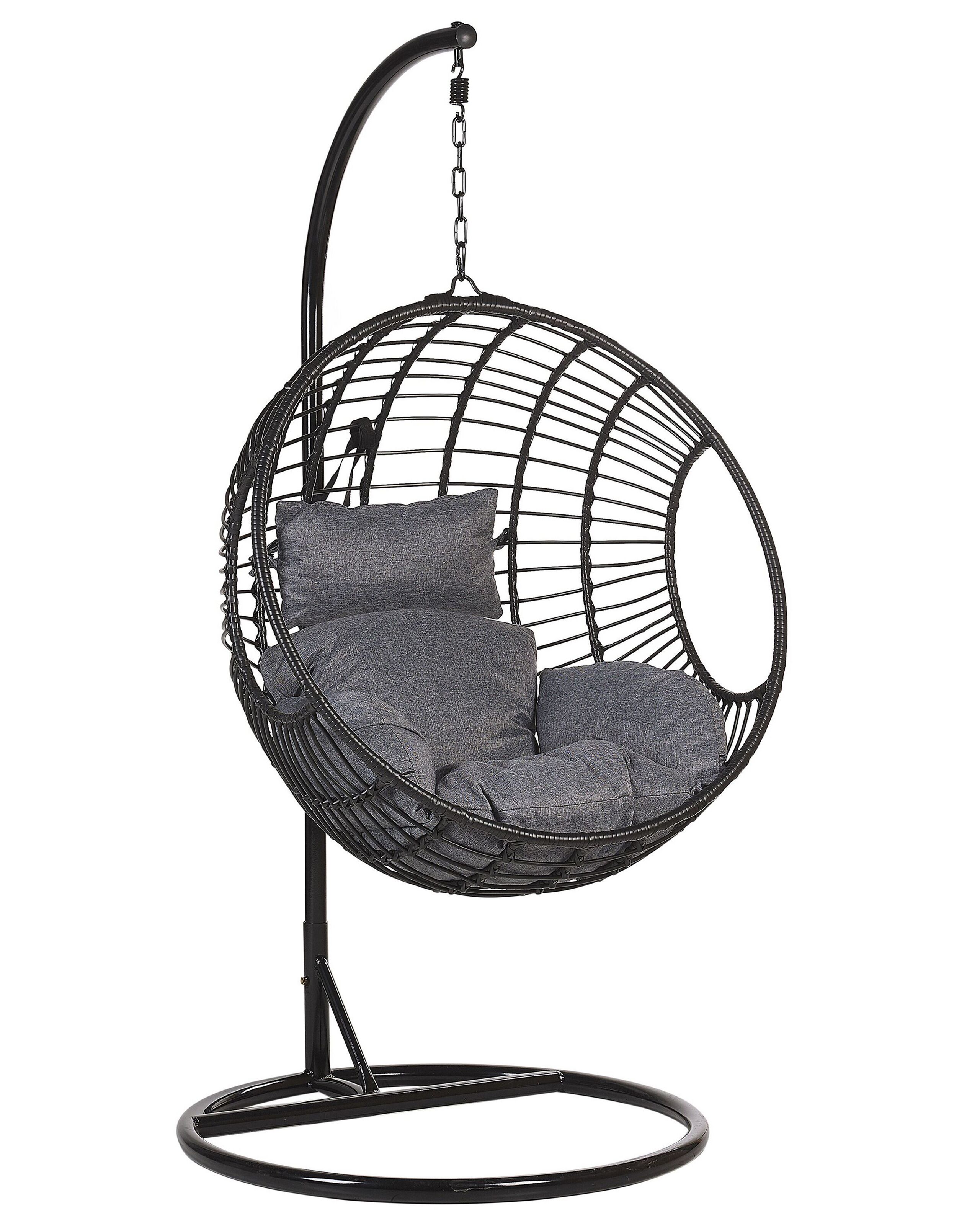 Sillón colgante con soporte aspio ratán sintético negro