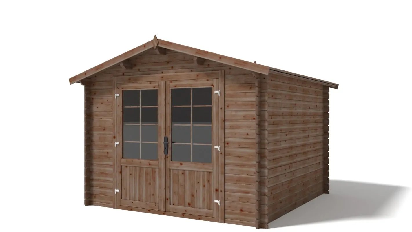 Caseta de jardín de madera 9 m2 - 3x3 m - 28 mm - impregnada - dom427